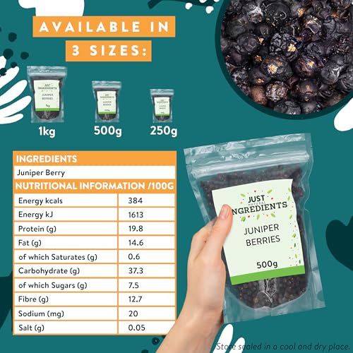 JustIngredients Organic Juniper Berries 500g - Dried Spice for Cooking, Gin Making & Pickling
