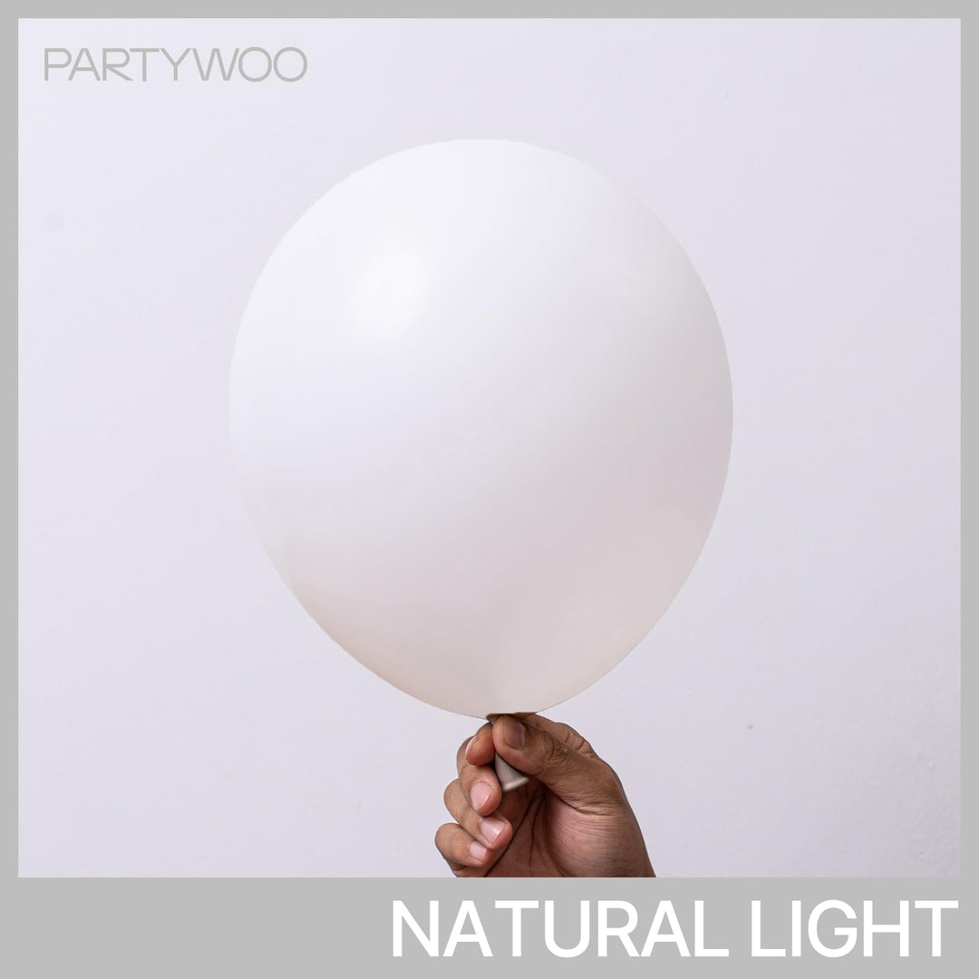 PartyWoo White Balloons 102 pcs - 18, 12, 10, 5 Inch Latex Balloon Set for Party Decorations