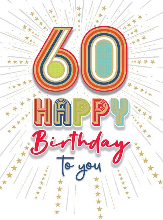 Regal Publishing Age 60 Birthday Card | A4 Size (12 x 9 inches) | Retro Design