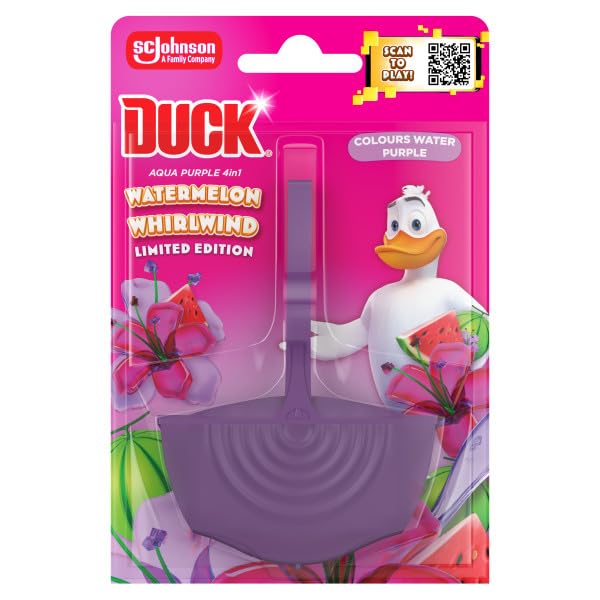 DUCK Colouring Toilet Rim Block - Watermelon Whirlwind Foaming Cleaner | Lasts up to 300 Flushes 1