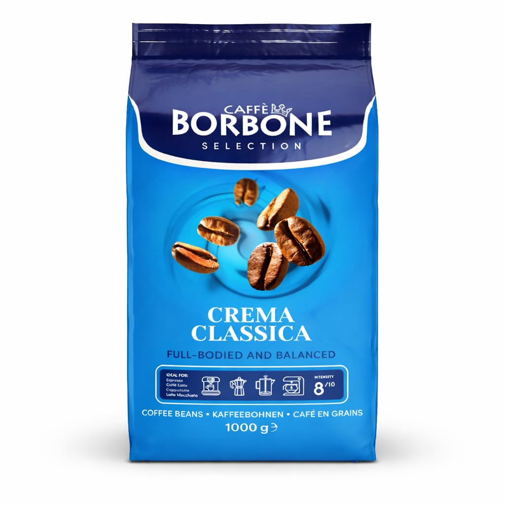 CAFFÈ BORBONE Crema Classica Roasted Whole Coffee Beans - 1kg Bag | Intensity 8/10 | Cocoa & Nut Notes 1