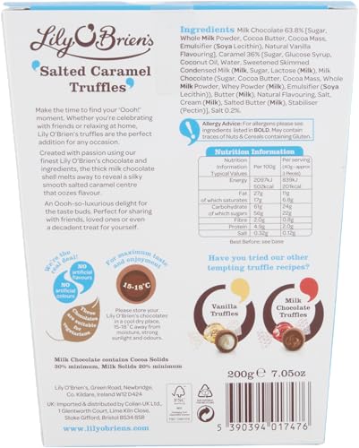 Lily O'Brien's Salted Caramel Chocolate Truffles 200g - 16 Individually Wrapped Milk Chocolate Treats
