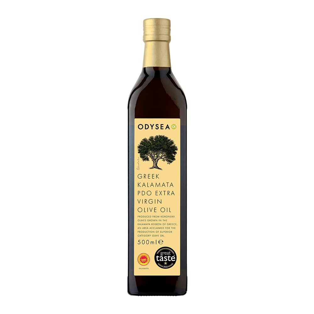 Odysea PDO Kalamata Extra Virgin Olive Oil - Cold Pressed | Polyphenol-Rich Koroneiki Olives | 500ml Glass Bottle