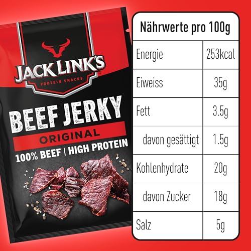 Jack Link's Beef Jerky Original Flavor High Protein Meat Snack Multipack 12 x 25g