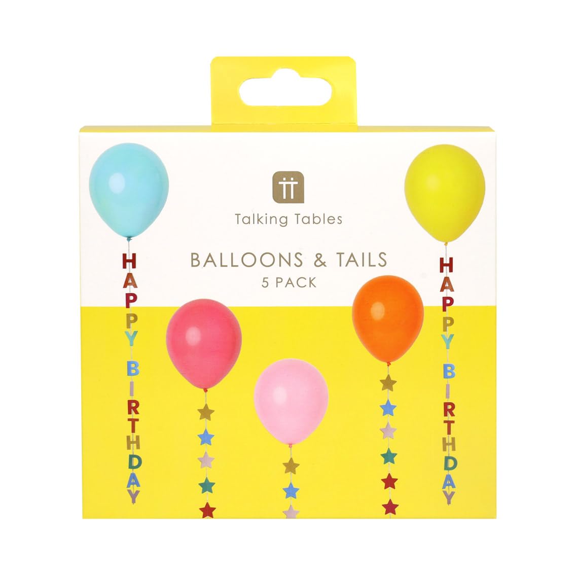 Talking Tables 5 x Birthday Balloons with Colourful Stars - Pastel Multicoloured Latex Party Decorations, 30cm 2