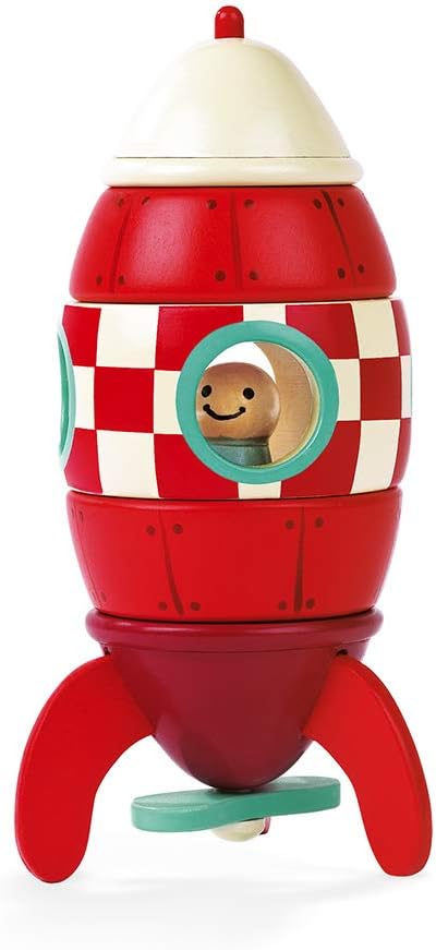 Janod Magnet Rocket Kit - Wooden Building Set for Toddlers 2-6 Years 1