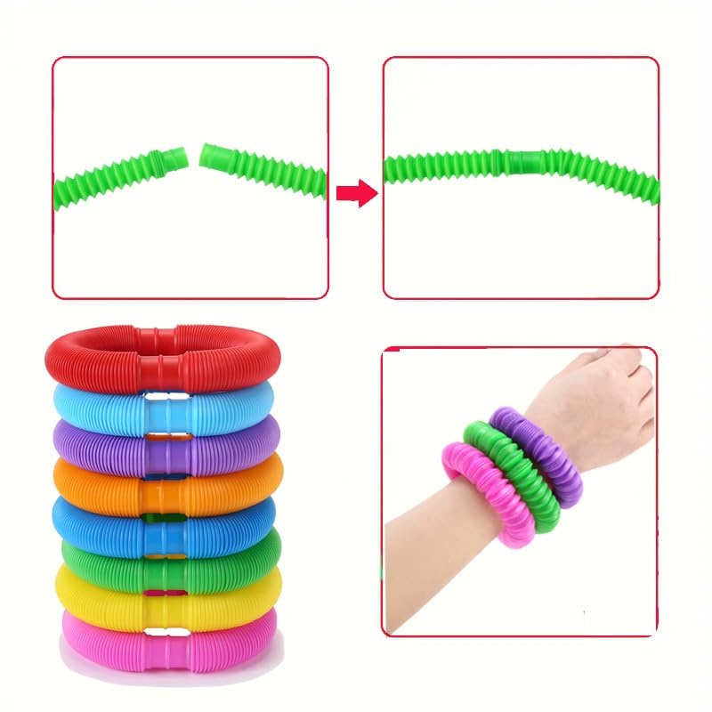 RAM ONLINE Pop Tube Sensory Toy - 20 Pack Colourful Fidget Tubes for Kids Ages 3+ 3