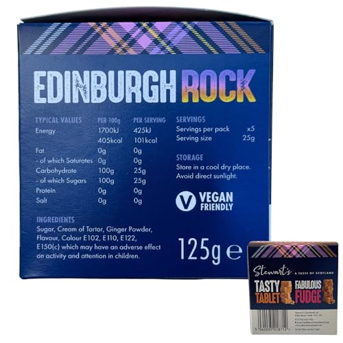 Stewart's Edinburgh Rock Pieces, 125g – Traditional Scottish Sweet with Fruity Flavours