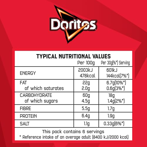 Doritos Chilli Heatwave Tortilla Chips Sharing Bag 180g 6