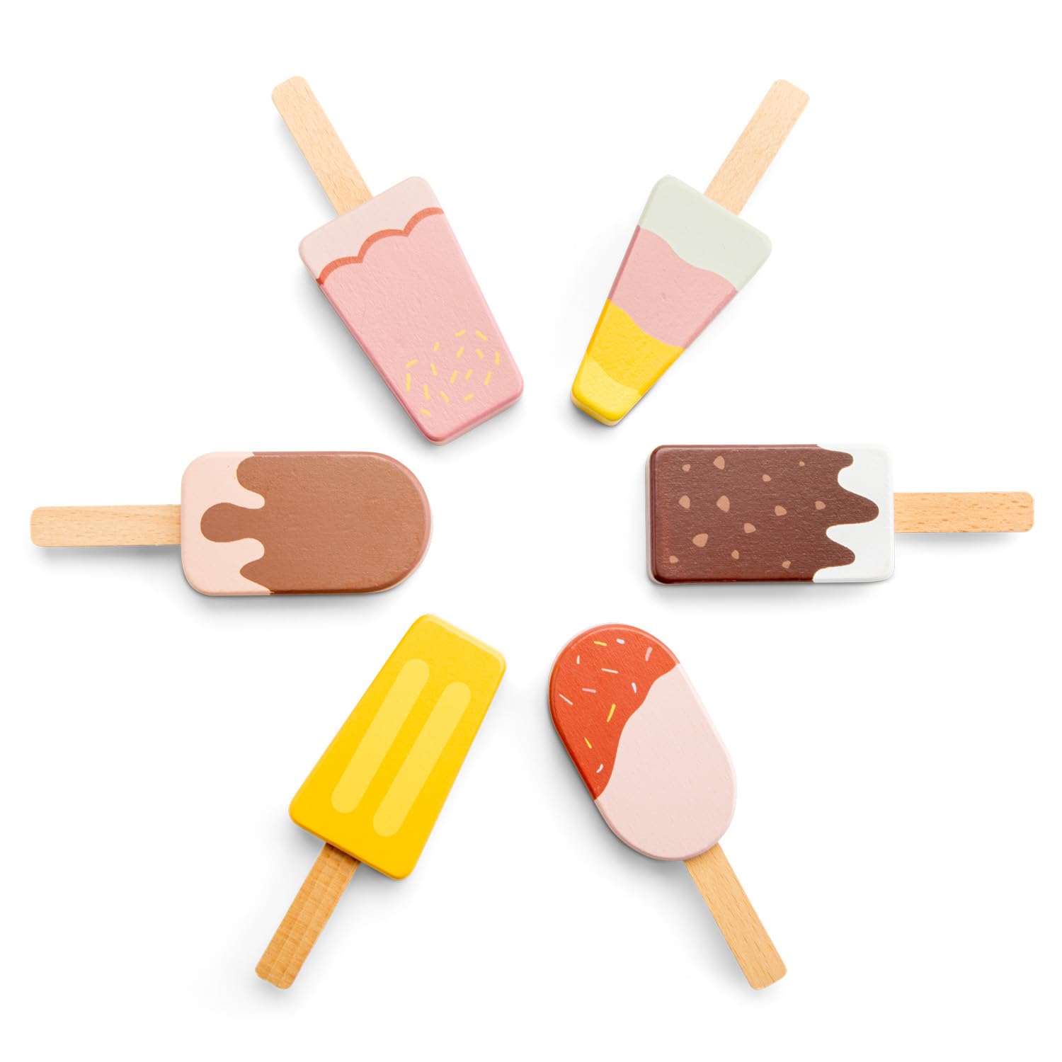 Woet Wooden Ice Cream Play Food Set - FSC-Certified Pretend Role Play Toy for Ages 3+ 2