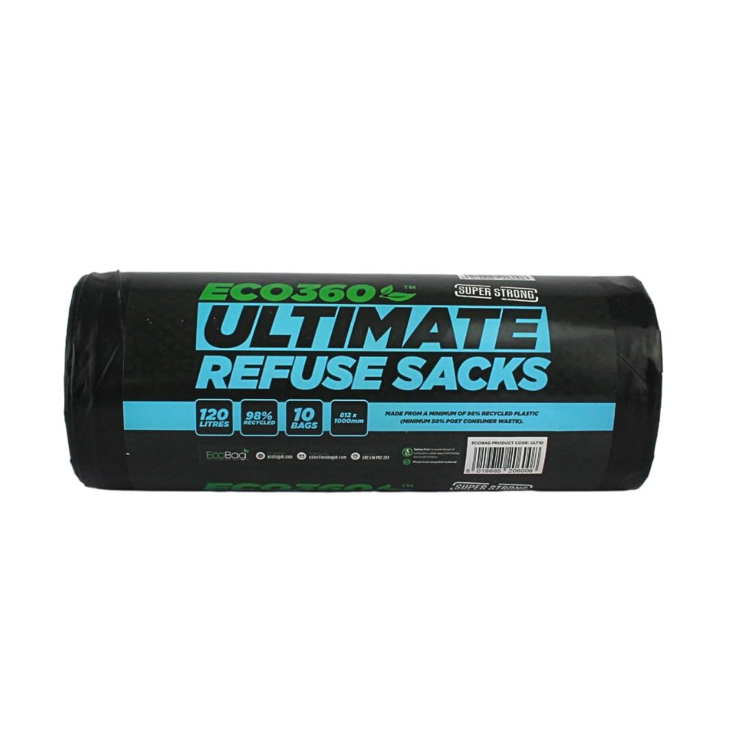 EcoBag ULT10 Heavy Duty 120L Recycled Bin Liners - 10 Pack