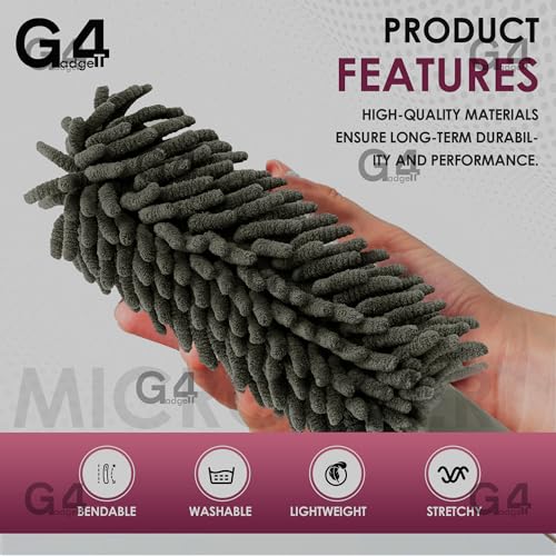G4GADGET Microfiber Duster Grey - Washable Duster for Cleaning Window Blinds and Home Surfaces