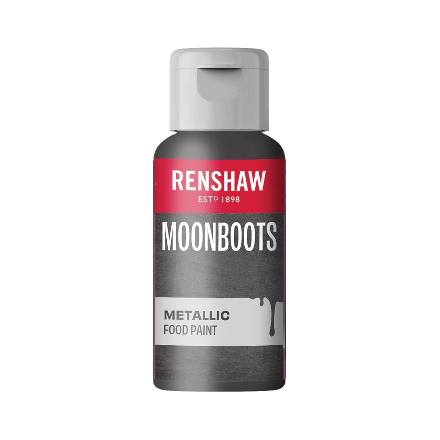 Renshaw Edible Metallic Food Paint - Moonboots (Dark Silver) | Ready-to-Use | 20g