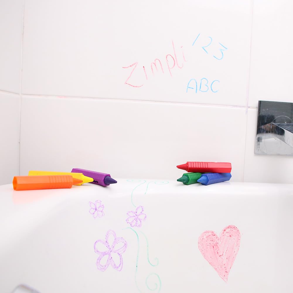 ZIMPLI Baff Crayons - 6 Large Washable Bath Crayons for Kids | Multicoloured 4