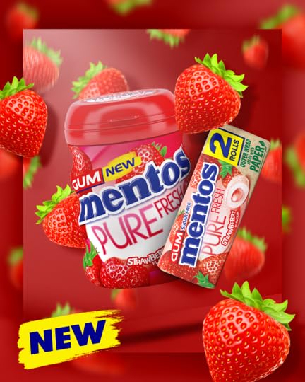 MENTOS Pure Fresh Strawberry Chewing Gum - Sugar-Free, Liquid Filled Centre | 35 Count Pack 2