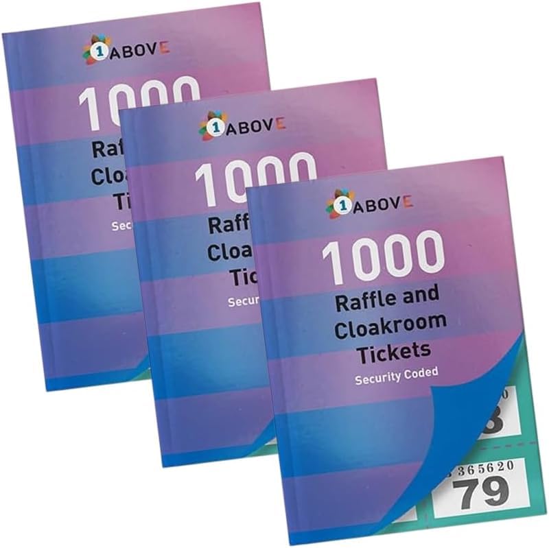 1ABOVE Numbered Raffle & Cloakroom Tickets (3 Pack) | Numbered 1-1000 | High Quality Paper 1