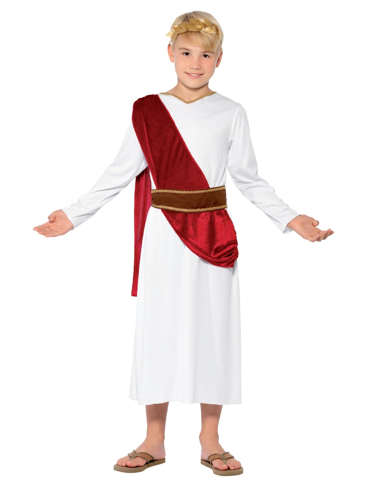 Smiffys Roman Costume - White Tunic, Belt & Headpiece | Boys Age 7-9 Years