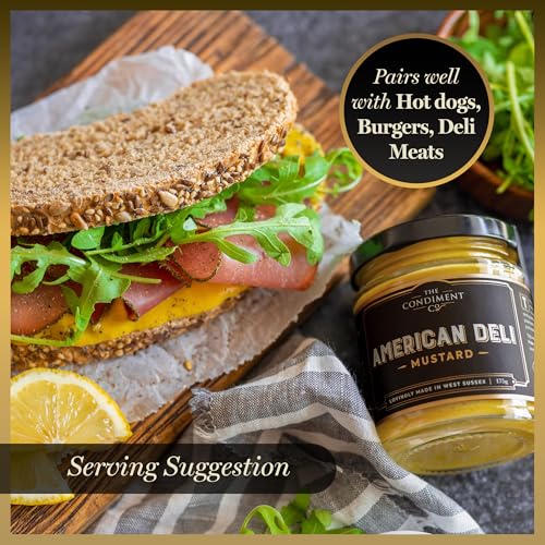 The Condiment Co. American Deli Mustard 175g - Smooth Yellow Mustard Sauce for Burgers & Hot Dogs