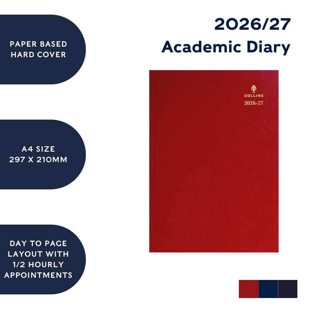 Collins 2026-2027 Mid/Academic Year Appointment Book & Planner - A4 Day-to-Page Organizer | Blue Hardcover 5