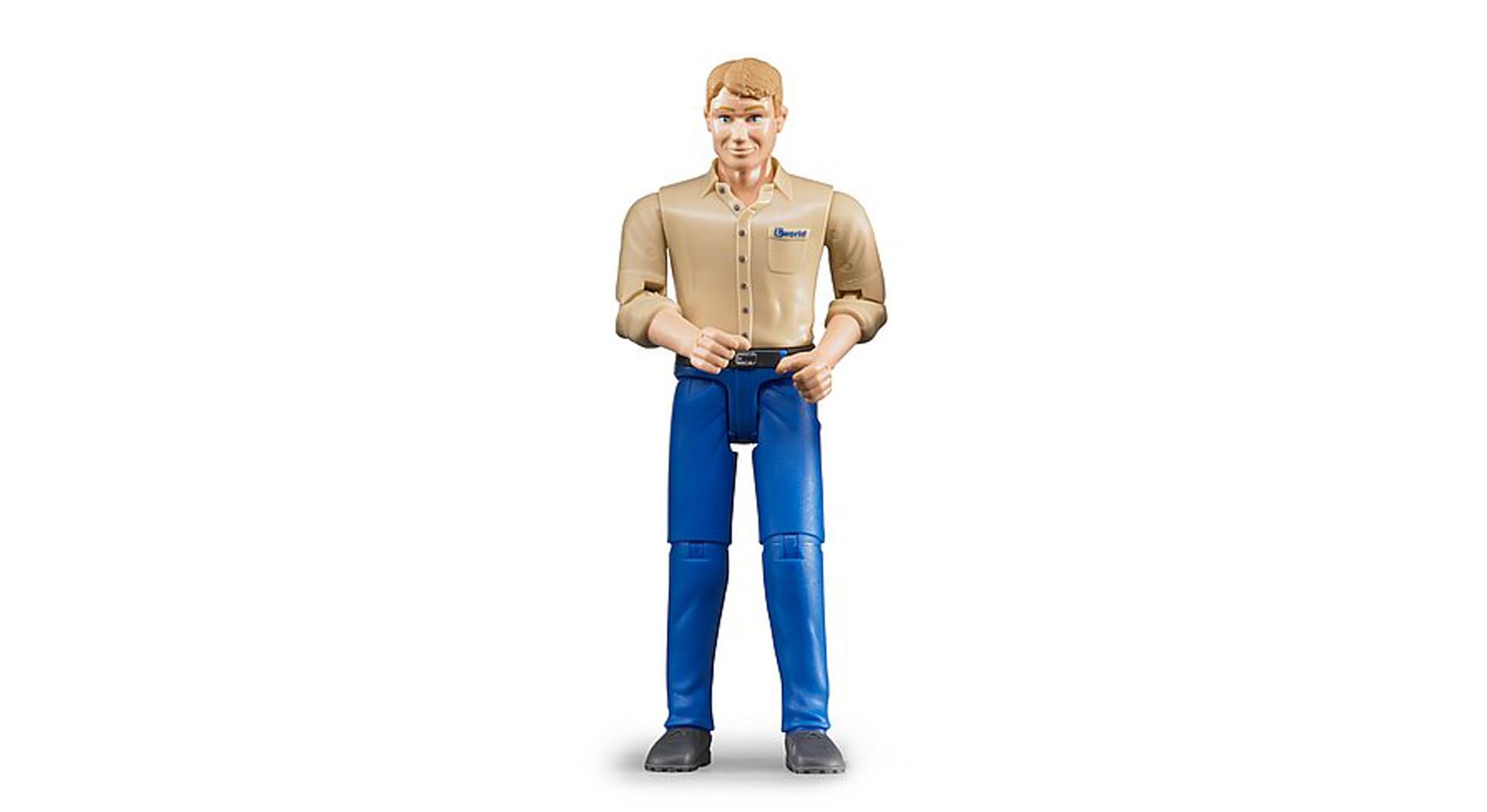 Bruder 60006 Man Figure with Light Skin/Blue Jeans - 1:16 Scale Action Figure | Ages 4+
