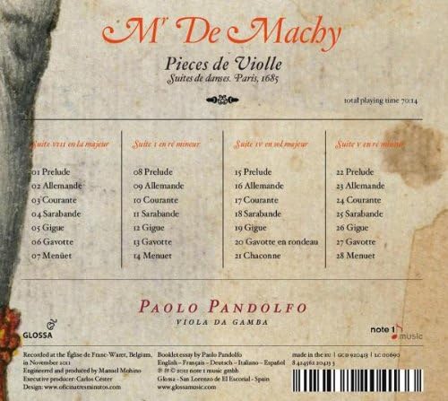 Paolo Pandolfo - Mr. De Machy: Pièces de Violle [Audio CD]