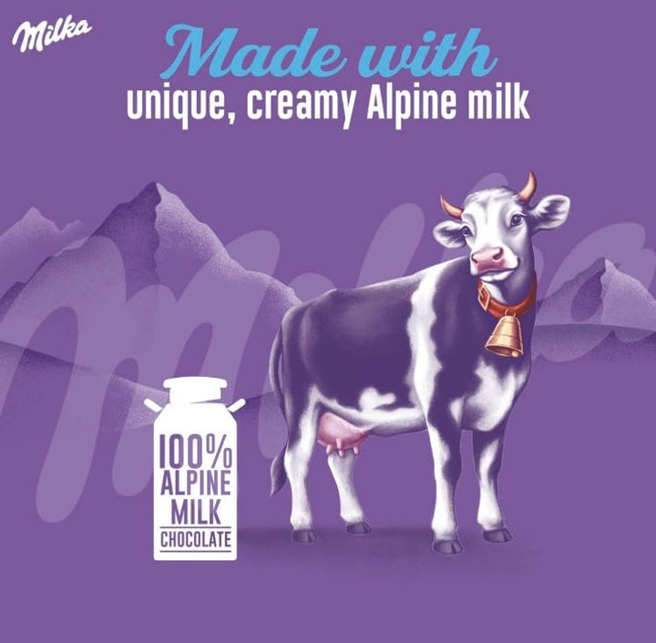 Milka Happy Cows Alpine Milk and White Chocolate Bar, Chocolate Harmony, 90g