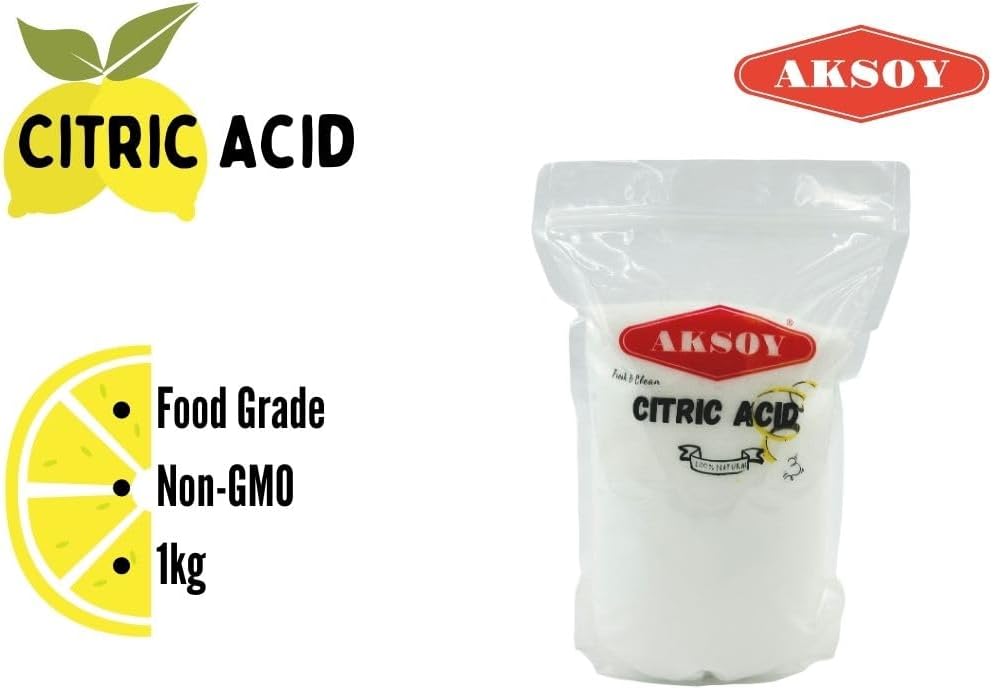 AKSOY - Citric Acid Food Grade 1000g | Non-GMO, for Bath Bombs, Sour Drinks, Cleaning & Canning