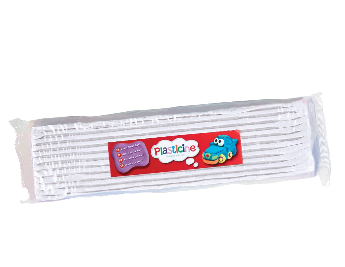 Plasticine Modelling Clay - White Slab 400g | Non-Hardening & Reusable | Ideal for Stop-Motion Animation