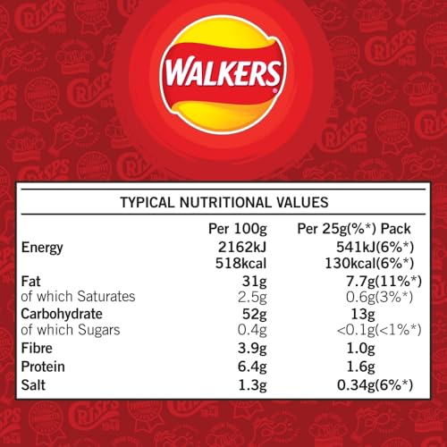 Walkers Ready Salted Multipack Crisps, 12 x 25g