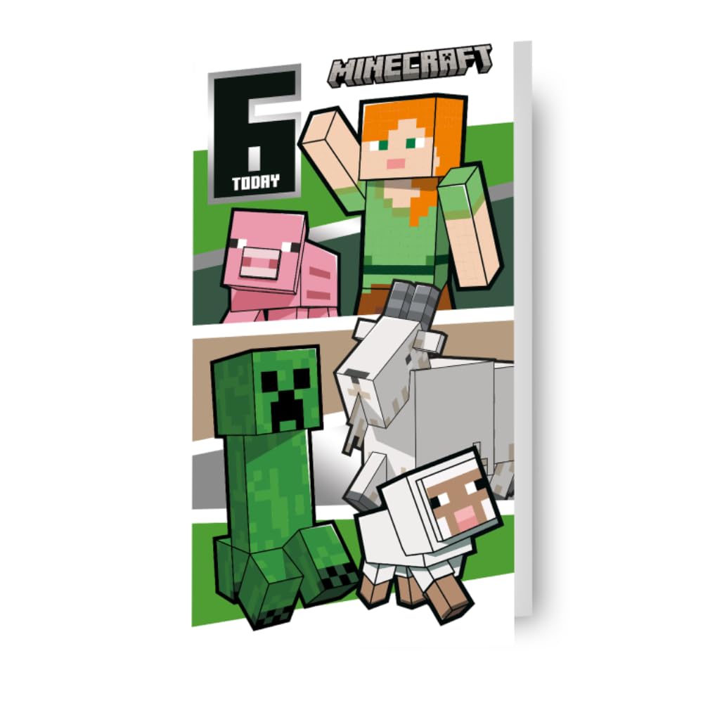 Danilo Promotions LTD Minecraft Age 6 Birthday Card | Mixed Color | 235x130mm