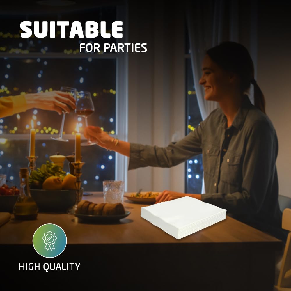 1ABOVE 100 Pack White Paper Napkins 30x30cm 1-Ply Soft and Absorbent 4