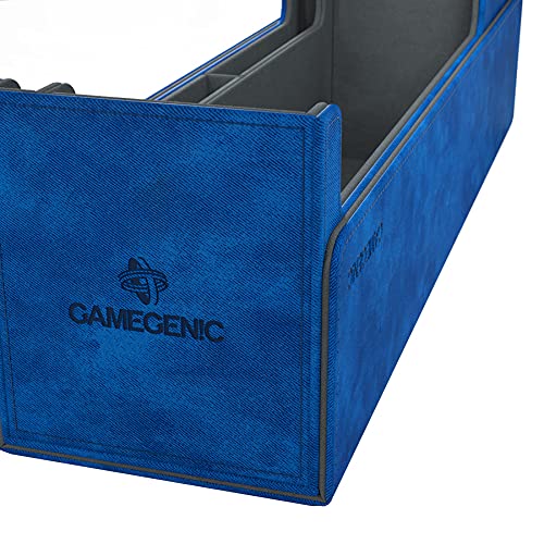 Gamegenic Card's Lair 400+ Card Box | Blue | Magnetic Closure | 2 Removable Drawers 4