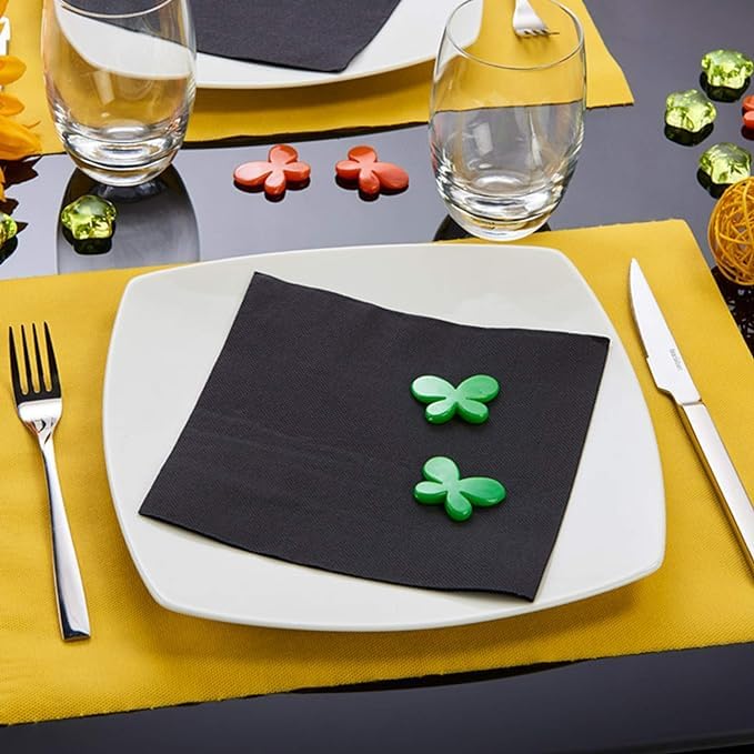 Le Nappage FSC®-zertifizierte schwarze 2-lagige Servietten 33 x 33 cm – 50 Stück