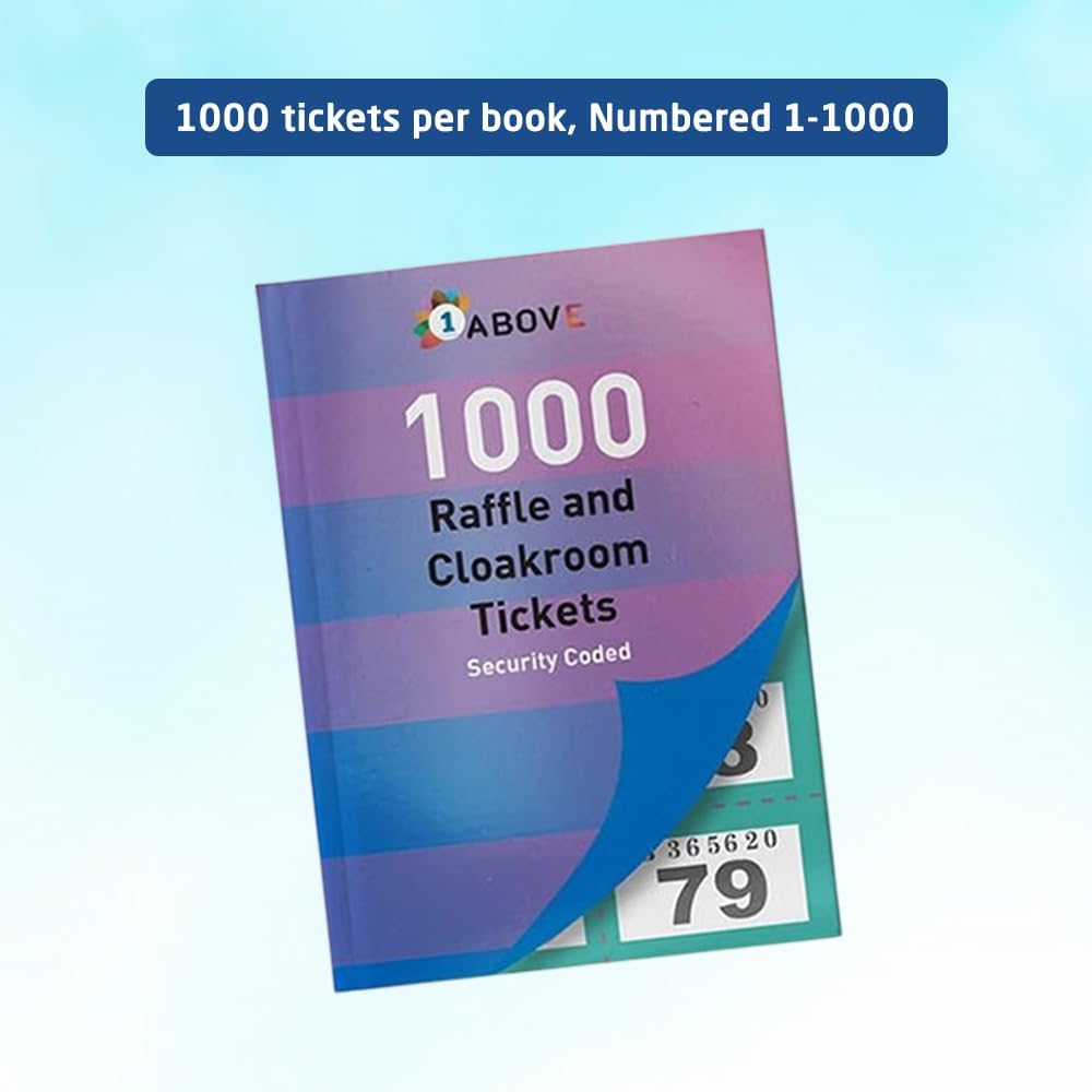 1ABOVE Tombola Raffle Tickets Book - 1000 Numbered Tickets with Security Features 7