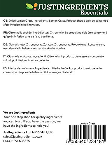 JustIngredients Dried Lemongrass 250g - Cymbopogon citratus for Cooking, Tea, and Herbal Infusions
