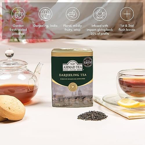 Ahmad Tea - English Scene Caddy with Darjeeling Loose Leaf Tea (100g)