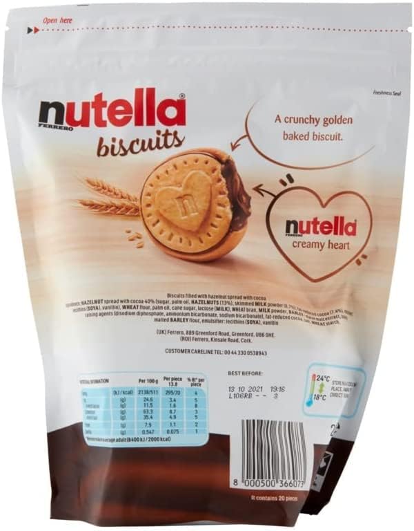 Nutella Biscuits Pouch, 276g - Crunchy Biscuits Filled with Hazelnut Cocoa Spread