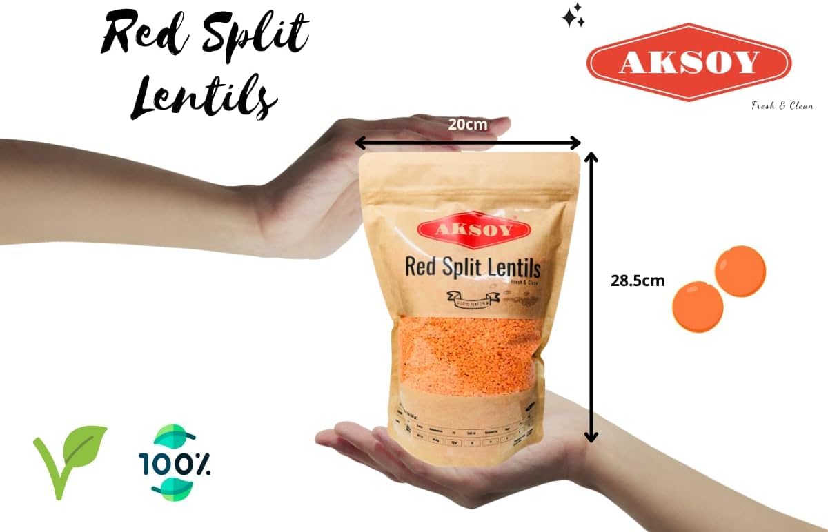 AKSOY Red Split Lentils - 1kg Pack | High Protein | Vegan & Vegetarian Friendly 3