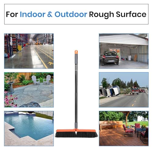 TreeLen 18 inch Push Broom Outdoor - Heavy Duty Broom for Driveways, Sidewalks, Garage, and Pool