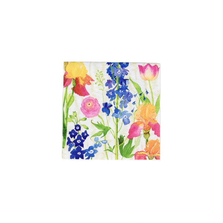 Caspari Summer Garden Triple-Ply Cocktail Napkins in White, 20 per Pack
