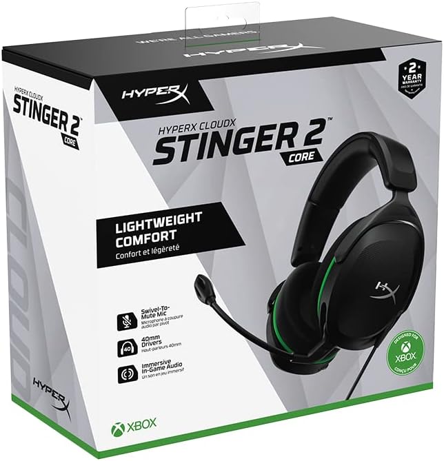 HyperX CloudX Stinger 2 Core Gaming Headset for Xbox - Lightweight Over-Ear with 40mm Drivers