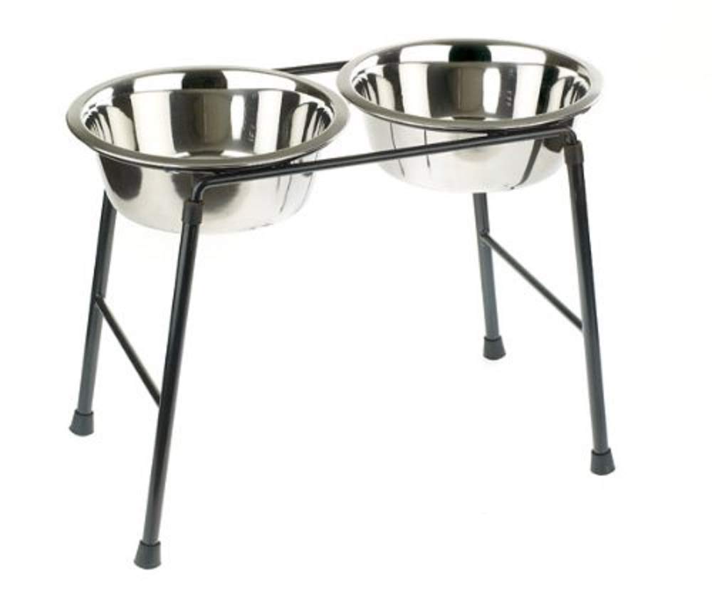 CLASSIC Double Feeder High Stand - 2 x 1600 ml Stainless Steel Dishes | 300 mm Tall