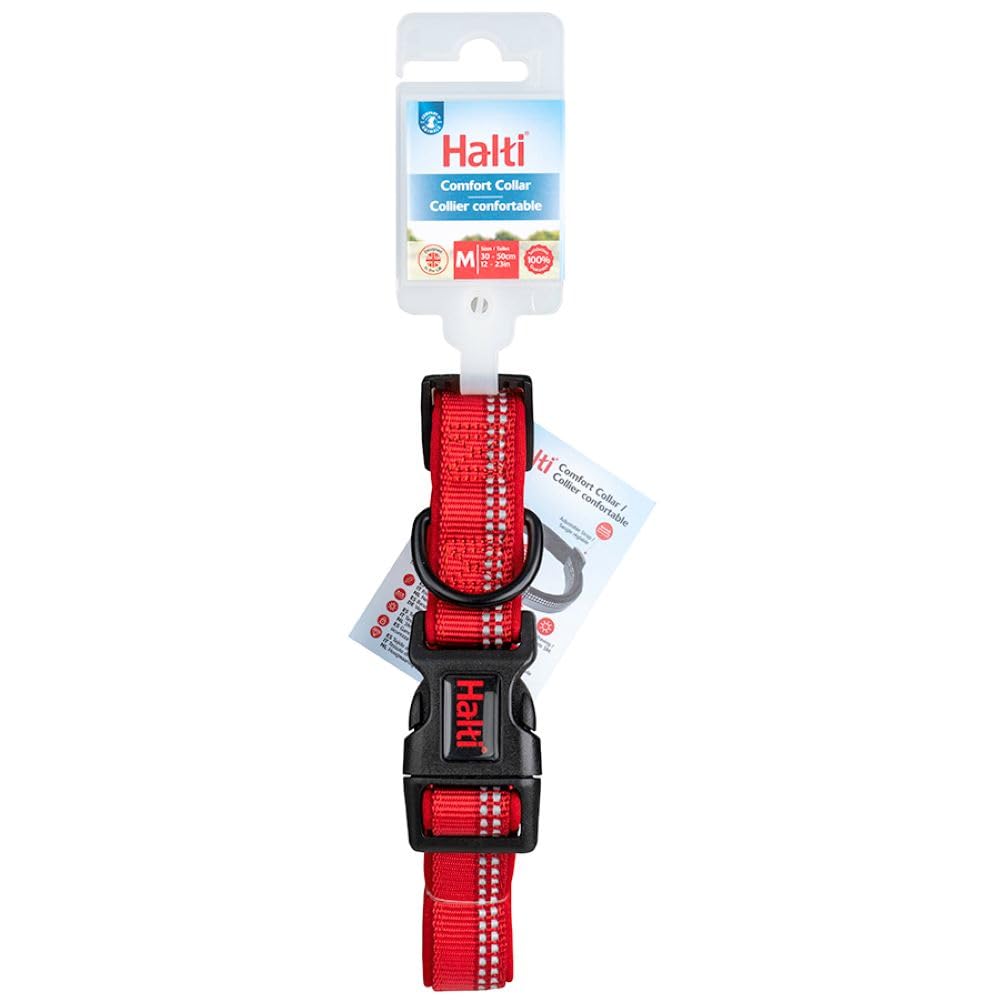 Halti Collar - Small Size, Red | Reflective Nylon & Neoprene Padded | Durable Metal D-Ring