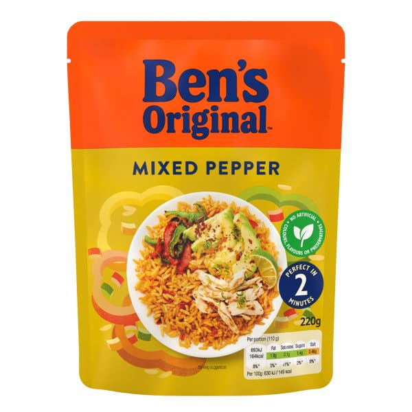 Ben's Original Mixed Pepper Microwave Rice, 6 x 220g Pouches
