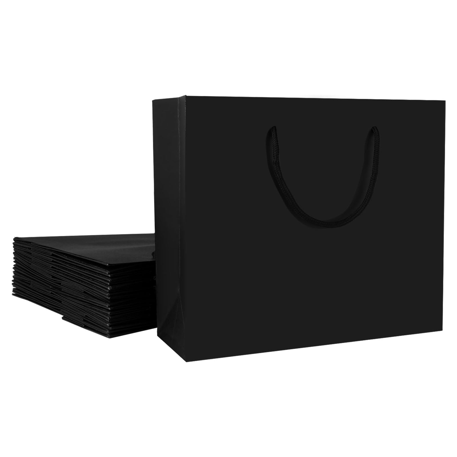 ASelected Large Black Gift Bags - Heavy Cardboard, Reusable, 45x13x33cm | Pack of 12