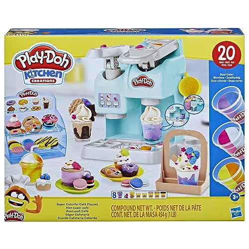 Play-Doh Super Colourful Cafe Playset - Pretend Play Coffee Shop with 8 Pots & 20 Accessories