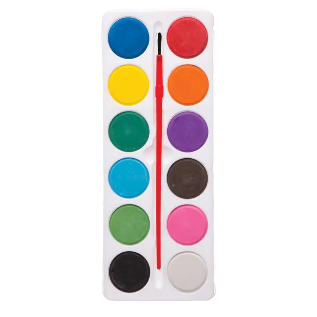 Baker Ross Watercolour Paint Blocks Set - Pack of 5 Kids Painting Kits with Brush | Non-Toxic 1