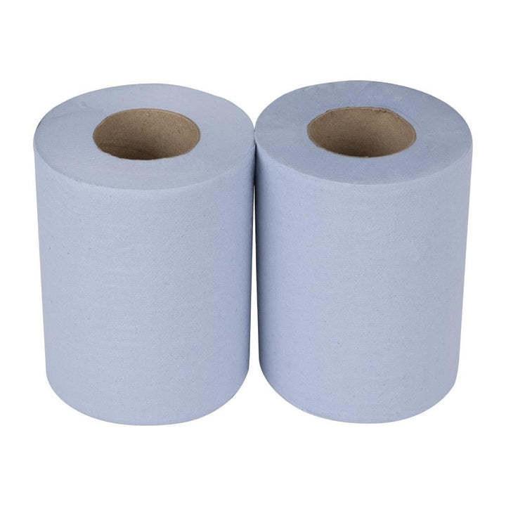 Nisbets Essentials Centrefeed Blue Roll 2-Ply, 80m (Pack of 2)