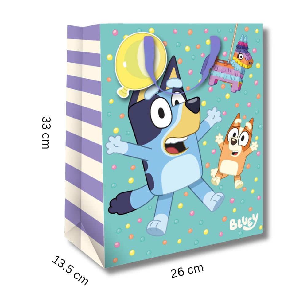 Danilo Promotions LTD Bluey Gift Bag - FSC Certified Paper | 33 x 26 x 13.5 cm | Birthday Theme 6