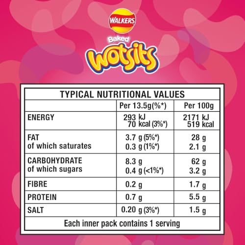 Walkers Wotsits Prawn Cocktail Snacks Crisps 6X13.5g 6